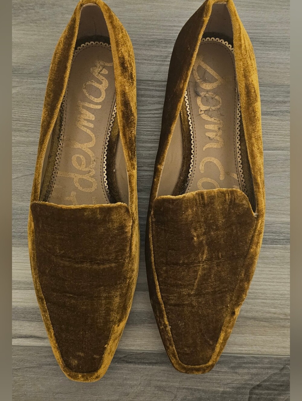 Women's Velvet Loafers in Mustard Brown